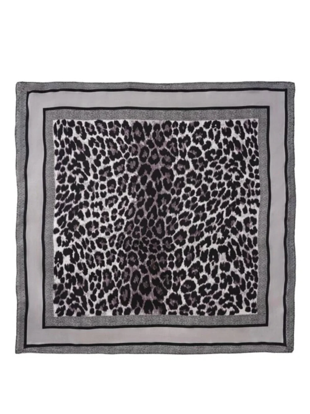 NWT Leopard Print Square Scarf Gray Silk Satin Fashion Neck Hair Accessory